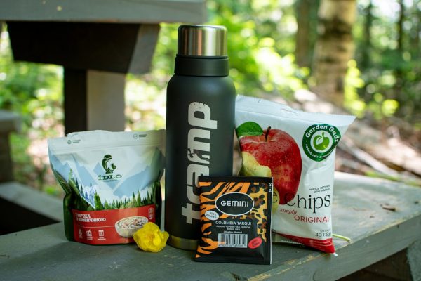 Lunch and a drink ready for an outdoor adventure.