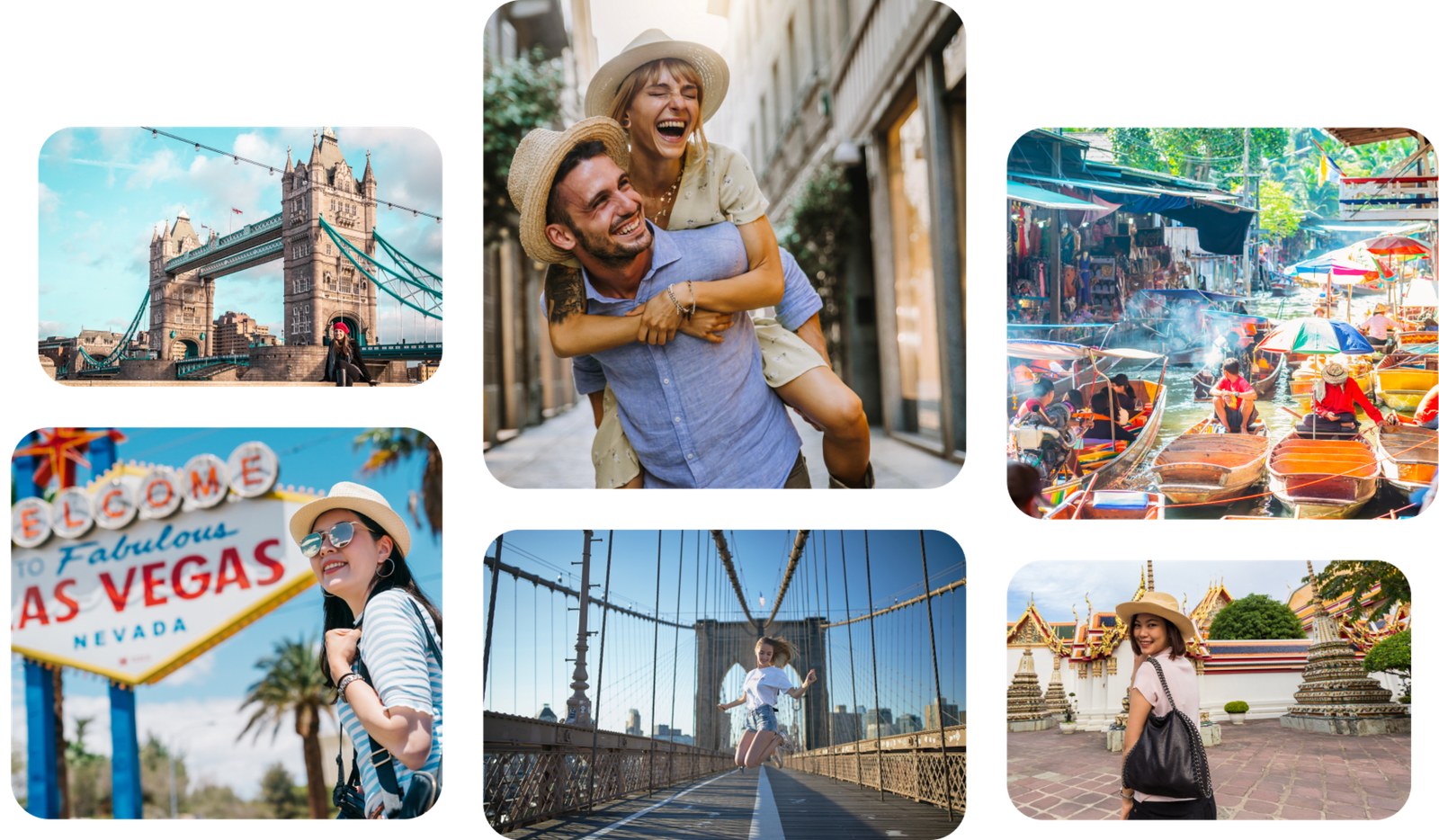 Go City travel collage featuring urban sightseeing destinations and attractions
