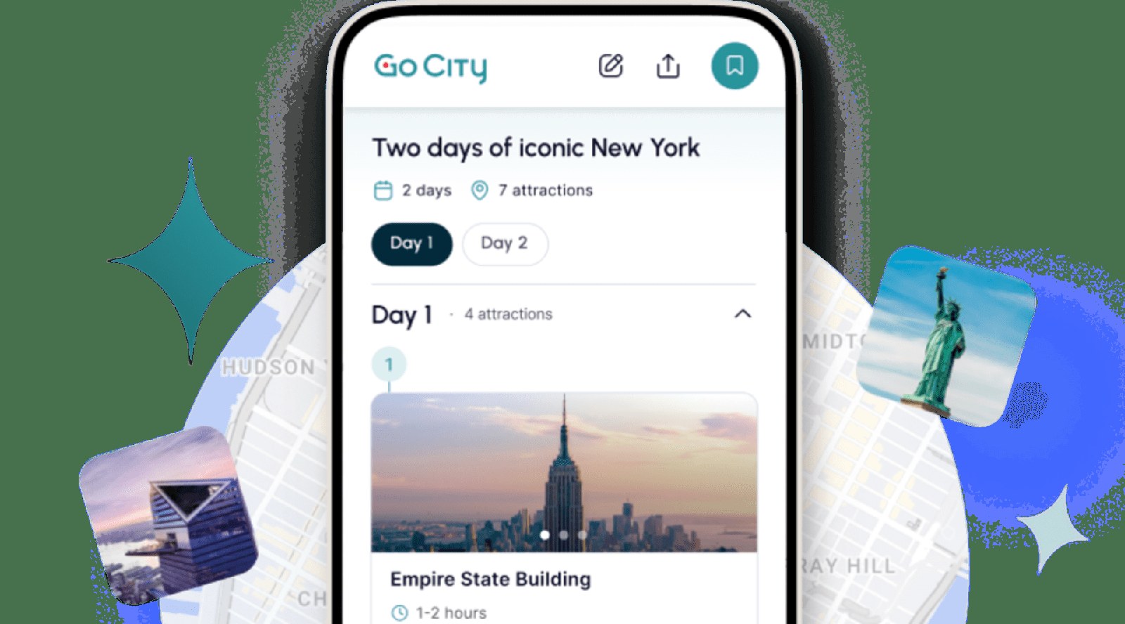 Go City mobile app used for trip planning and digital attraction passes