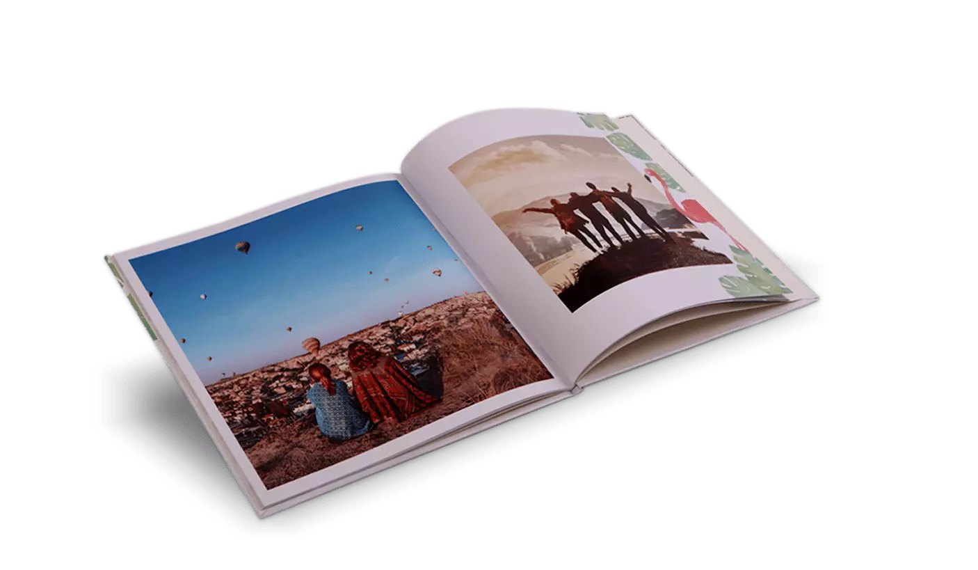 Large Phooto hard-cover photo book showing a travel photograph