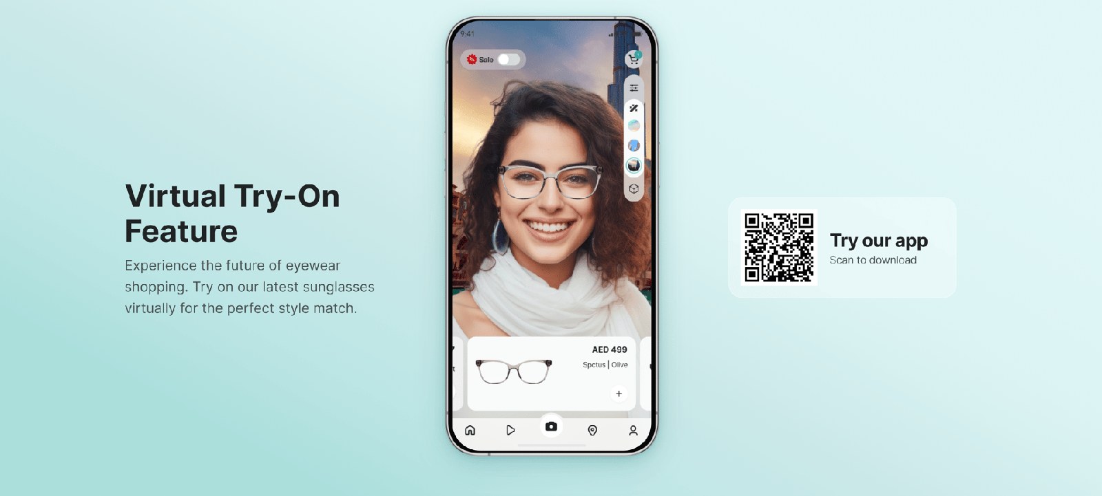 Eyewa virtual try-on app banner for selecting eyewear online
