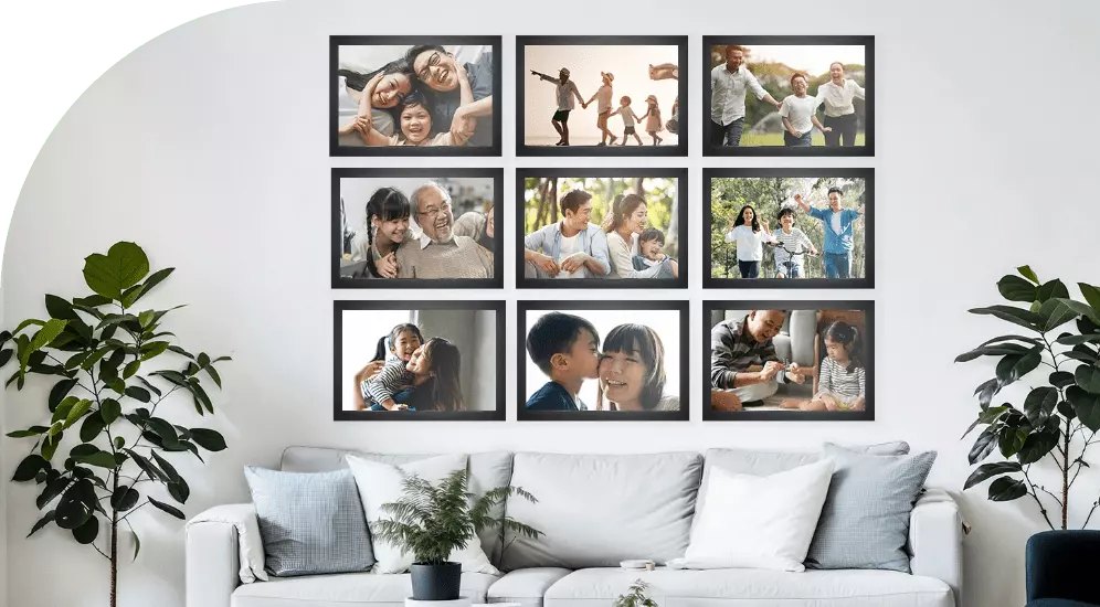 Phooto wall art displaying personal photographs as home decor