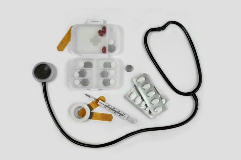 Outdoor health and personal care kit prepared for a trip