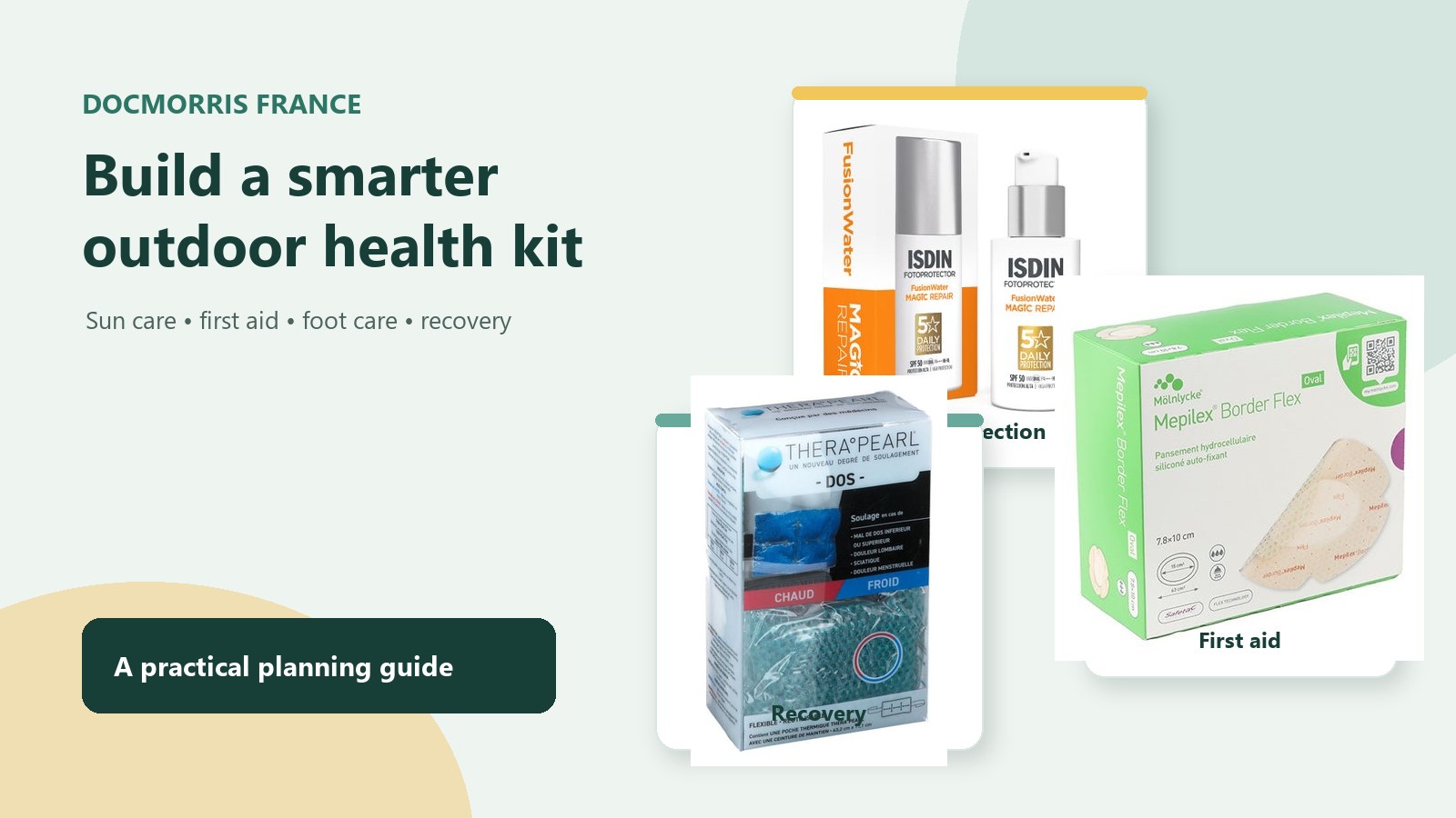 DocMorris France outdoor health kit guide with sun care first aid and recovery products