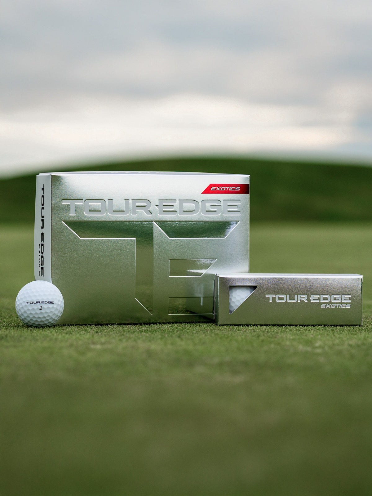 Tour Edge Exotics golf ball pack shown in official product imagery