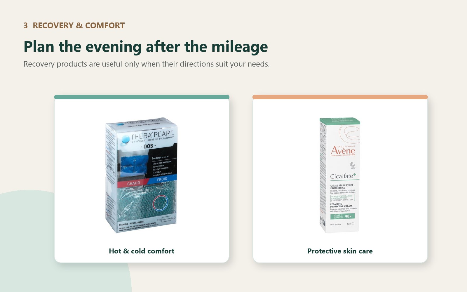 Recovery comfort and protective skin care products from the DocMorris France catalogue